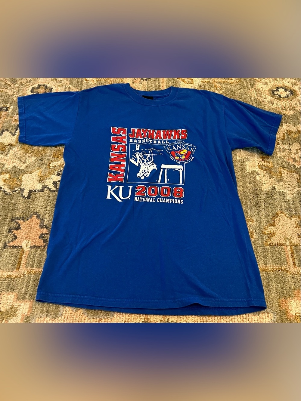 Kansas Jayhawks 2022 National Champs Shirt Men’s‎ Size Medium Color Blue